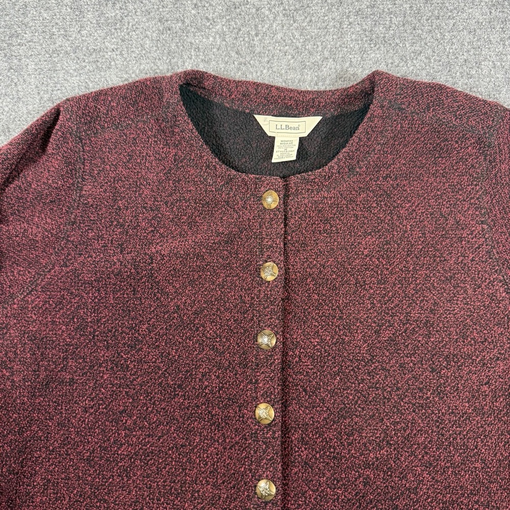 Vintage LL Bean Cardigan Sweater Womens Medium Burgundy Full Button‎ Long Sleeve